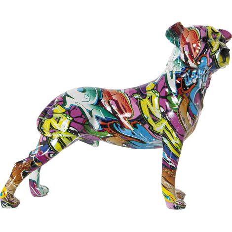 Figurine de chien en résine graffiti multicolore 29X12X24 Cm (1/4)