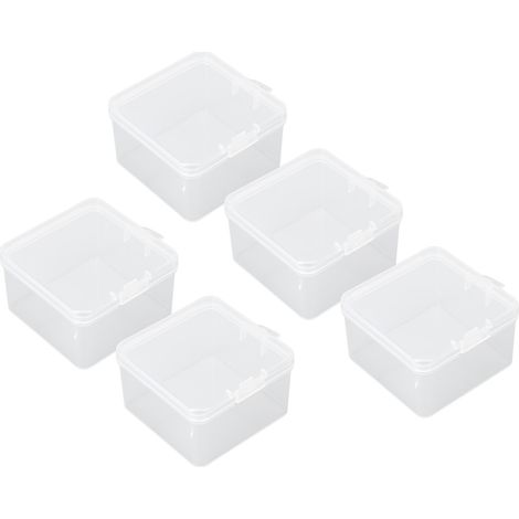5 Pièces Petits Pots de Rangement Transparents avec Couvercle, Boîte de Stockage pour Éponges, Fournitures de Bricolage et Outils (1/5)