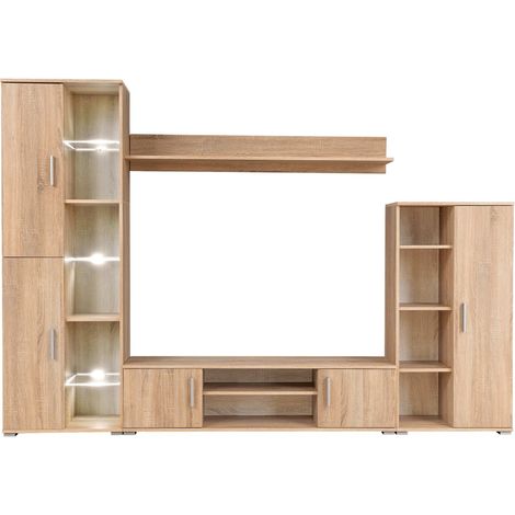 Maison Exclusive - TV Wohnwand mit LED-Leuchten Sonoma Eiche