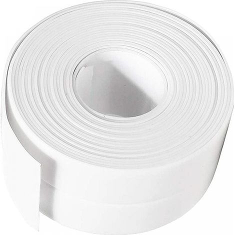 Joint Silicone Blanc Salle de Bain, Ruban d'étanchéité,Bande Etancheite Autocollanteétanche PE pour Baignoire,Douche,Toilettes,Cuisine,Evier,Sol,Mur,Coin de Protection-Blanc,3.8 cm5m (1/5)