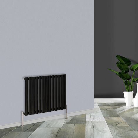 Modern Black Horizontal Single Oval Panel Radiator 600x767mm (1/5)