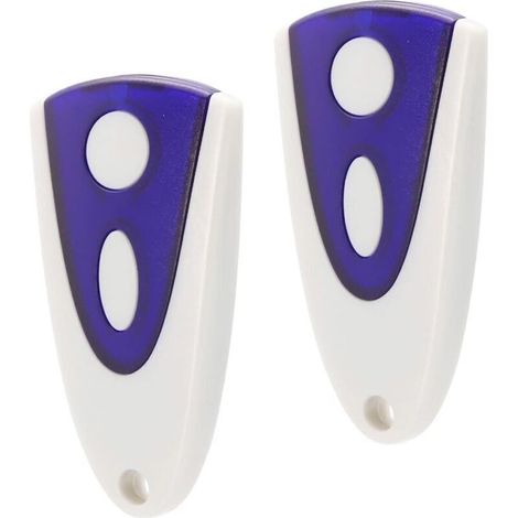 2er-Pack Garagentor-Fernbedienungen für Novoferm, 433,92 MHz, 2 Kanäle, Garagentor-Fernbedienung für Novotron 502/504/512/514 (inkl. 2 Ersatzbatterien) – Weiß und Blau (1/5)
