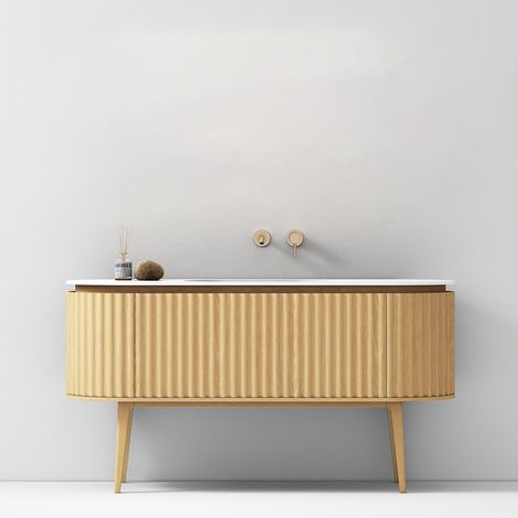 Mobile Bagno 140 cm A Terra Rovere Chiaro Senza Specchio - Reid (1/4)