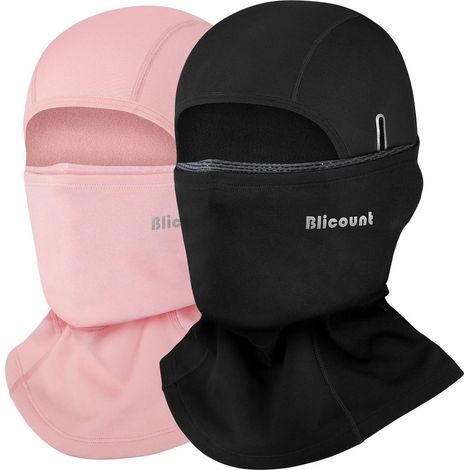 Sturmhaube Winter Balaclava Herren Damen Winddicht Warm Atmungsaktiv Schwarz+Rosa (1/5)