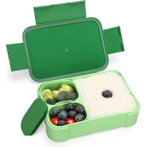 Boîte à lunch Bento de 900 ml pour enfants et adultes, compartimentée et étanche, idéale pour l'école, le bureau, le camping. Compatible micro-ondes et lave-vaisselle. (1/5)