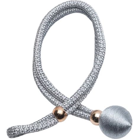 Set di due fermatende - Fermacravatta per tende - Fermacravatta per tende moderno - Fermacravatta per tende in corda - Grigio (1/5)