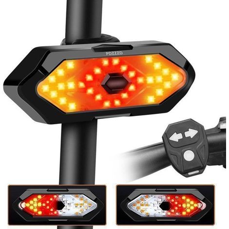 Clignotant Velo, Feu Arrière Vélo Télécommande sans fil, Rechargeable USB - avec Effets Sonores - 5 Modes d'éclairage - Étanche (1/5)