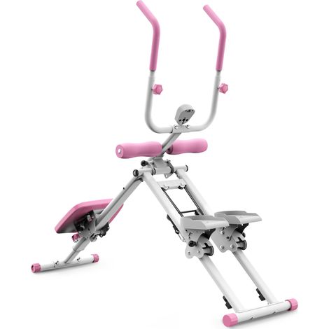 2-en-1 stepper abdominal 140x40x126 cm ABS/acier rose et blanc pliable pour la maison – MEUBLIV (1/5)