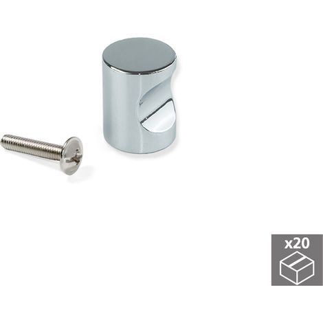Emuca Lote de 20 pomos para mueble Panama, diámetro 20mm, Zamak, Cromado (1/3)