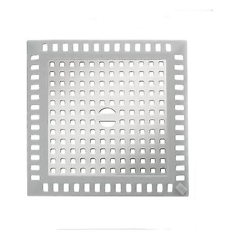 Grille de siphon de sol carrée en acier inoxydable, filtre à cheveux anti-obstruction pour salle de bain (argenté) (1/5)