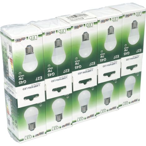 Jandei - 10x Bombilla led mini 7W rosca E27 4200K G45 Bombilla LED E27 estandar