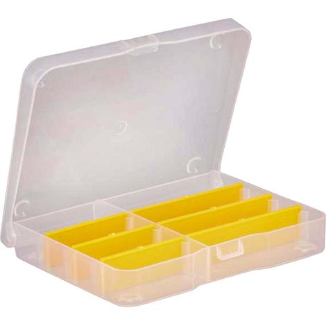Allit Sortimentskasten EuroPlus Basic17/2-6, 2-8 Fächer,6 flexible Trennstege, 175 x 140 x 30 mm, transparent/gelb