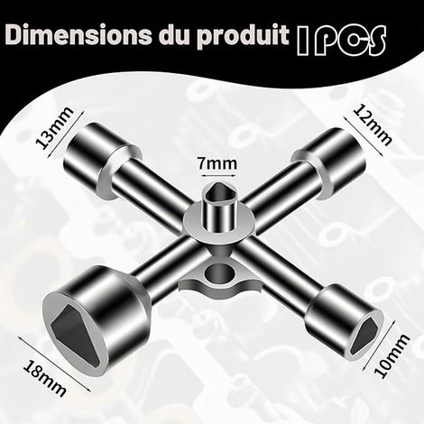 Clé Triangle Diamètre 7mm/10mm/12mm/13mm/18mm Clé Triangle pour Boîte Électrique Gaz Eau Compteur Boîte D'armoire (1/3)