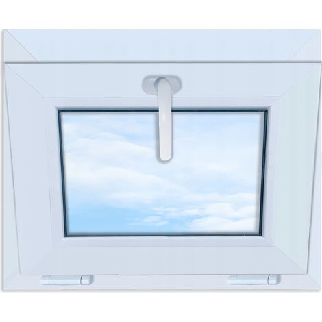 Ventana de PVC blanca de 55x45 cm, abatible, de 550x450 cm, de doble acristalamiento, nueva.