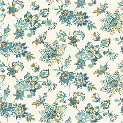 Rasch Exotic Floral Wallpaper Teal Blue Cream Botanical Washable Wet Removable