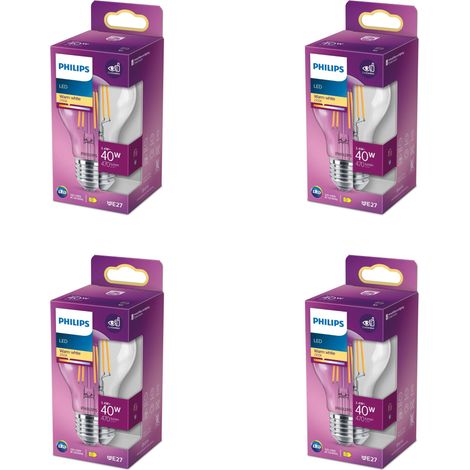Philips Pack avantagé E27 Ampoule Standard Claire 40W Non dimmable Lumière blanche froide - 4 pièces (1/5)