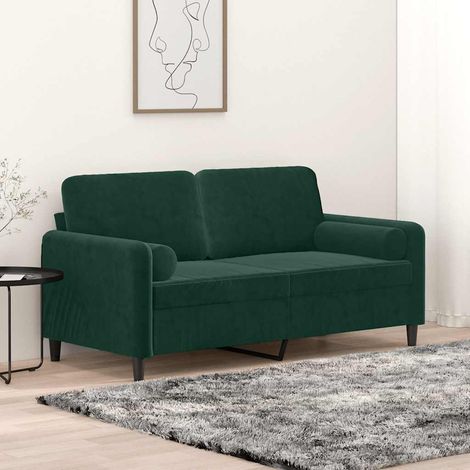 2-Sitzer-Sofa mit Zierkissen Dunkelgrün 140 cm Samt