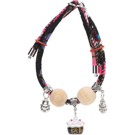 Collier décoratif lapins réglable avec clochette et pendentifs pour petits animaux dessins animés noirs (1/5)