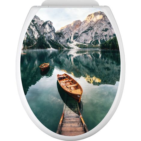 Stickers Abattant WC - Lac Bateaux - 35x43 cm - Adhésif BRILLANT (1/2)