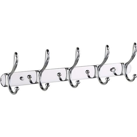 Porte-manteau mural flottant en inox, 6 crochets, pour couloir ou salle de bain (1/5)