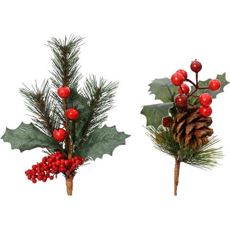 Fiore con Bacche e Pigne Dimensione 22 cm Assortito (1 pezzo, invio casuale)