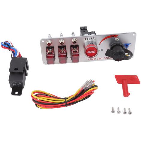 Panel de control de encendido LED 5 en 1 de 12 V con botón pulsador de arranque del motor para coches de carreras, autocaravanas y camiones (rojo) (1/5)