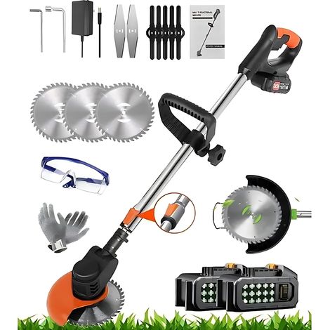 Coupe-bordure sans fil 36V avec 2 batteries 2.0Ah – 3 types de lames – Longueur ajustable 90-120cm – Moteur sans balai 1800W – Ideko (1/4)