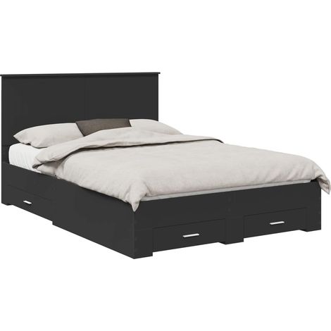 Maison Exclusive - Bettrahmen mit Kopfteil Schwarz 135 x 190 cm H