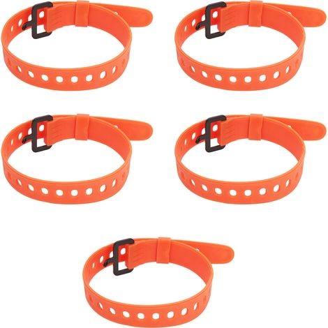Set di 5 fascette in gomma riutilizzabili con anello in ferro arancione (1/5)