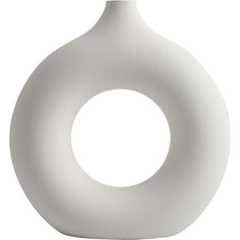 Vase décoratif nordique en céramique blanche, L-- (1/5)