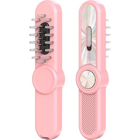 Neuer Rollkugel-Kopfhautapplikator mit rotem und blauem Licht, elektrischer Massagekamm, Haarwuchskamm – pink