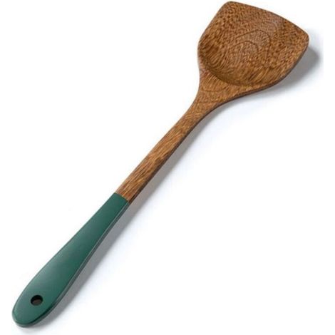 Ustensile De Cuisine En Bois - Spatule Et Cuillère À Long Manche En Wengé - Pour Poêles Antiadhésives - Lot De 3 (1/3)
