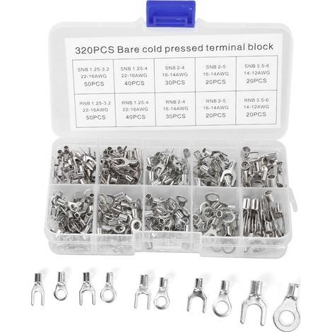Kit de 320 cosses à anneau non isolées en cuivre pour câbles électriques (OT/UT) (1/5)