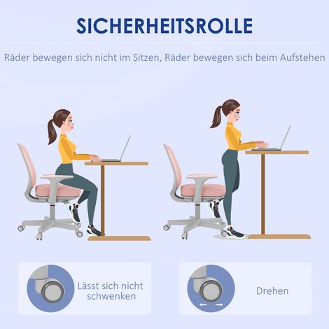 Bürostuhl, ergonomischer Schreibtischstuhl mit Drehfunktion, höhenverstellbar, 55 x 48 x 82,5-94,5 cm, rosa. (1/5)