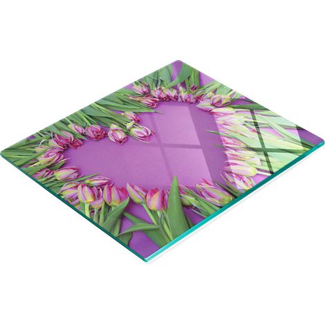 Dekoratives Küchenschneidebrett aus Glas, Herz aus Tulpen, 60 x 52 cm (1/5)