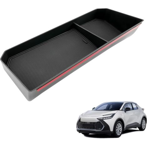 Central Dashboard Storage Box Compatible with C-HR 2024 2025, Center Console Organizer, Console Storage Tray with Mat Black (1/5)