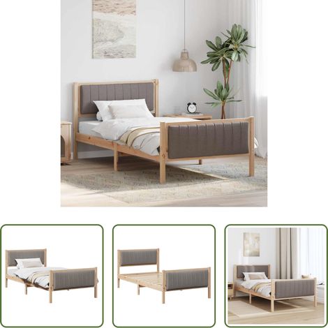 Plattformbett - Bettgestell Braun und Taupe 100 x 200 cm Massivholz Kiefer (1/5)