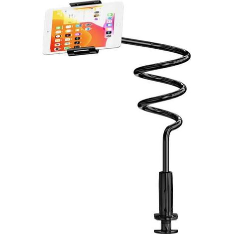 Support Téléphone - Col De Cygne 75 Cm - Pour Table Salon Bureau - Compatible Appareils Jusqu'à 7 Pouces - Noir