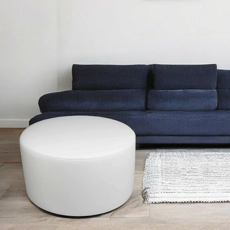 Dmora - Puf Abanera, Sillón multiusos, Puf, Puf reposapiés, Made in Italy, 79x79 h42 cm, Blanco (1/4)