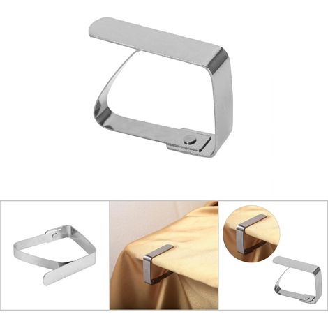 Pince de table révolutionnaire Design nouvelle génération Matériau : Acier inoxydable Coloris : Argent, Doré, Rose gold Dimensions : 4x5cm Profondeur adaptée : max 3cm Support de nappe ultra-séc (1/4)