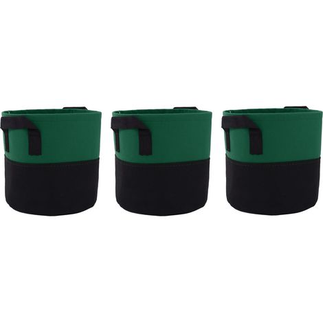 3 Pièces Sac de Culture en Tissu Non Tissé Double Couleur 3 Gallons pour Jardinage Extérieur avec Poignée, Vert Gazon et Noir (1/5)