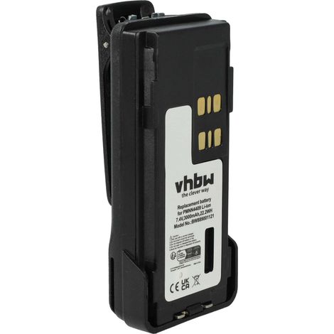 vhbw 1x Akku kompatibel mit Motorola DP4400, APX4000, DP4000, DP2600E Funkgerät, Walkie Talkie (3000 mAh, 7,4 V, Li-Ion) + Gürtelclip