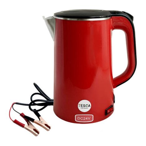 QORVA-Bouilloire solaire 12V DC 1.8L en acier inoxydable – Clip de batterie pour cuisson – Idéale pour camping et véhicules