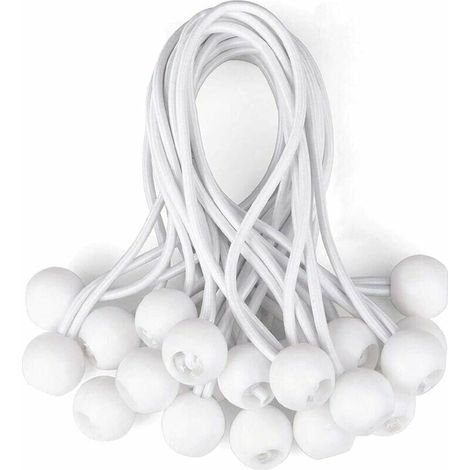 VURAHOME – Lot de 20 tendeurs élastiques en caoutchouc blanc pour banderoles, bâches, tonnelles, tentes, extensions de tente et supports de bâche. (1/5)
