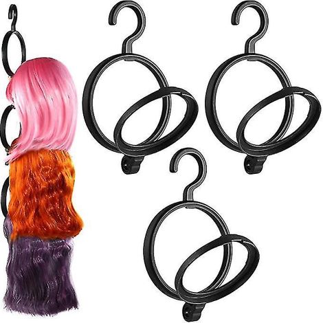 Lot de 3 supports à perruques suspendus, cintres portables pour plusieurs perruques, pour présenter, ranger, coiffer et maintenir la forme de vos perruques. (1/5)