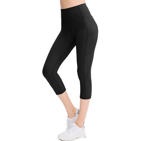 Legging femme Capri yoga taille haute avec poches latérales, idéal pour la course à pied et toutes vos activités sportives (1/5)