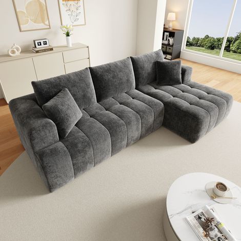 Canapé modulaire en forme de L, sans structure métallique. Canapé Cloud. Matériau confortable et doux. Conçu pour un design près du sol. Idéal pour les salons et les appartements. Pas besoin d’assembl (1/5)