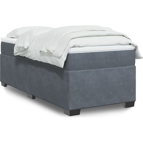 Boxspringbett mit Matratze Dunkelgrau 80x200 cm Samt