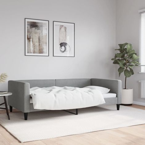 Lit de jour canapé-lit 2 en 1 gris clair en tissu 100 x 190 cm - PANGIVO (1/5)