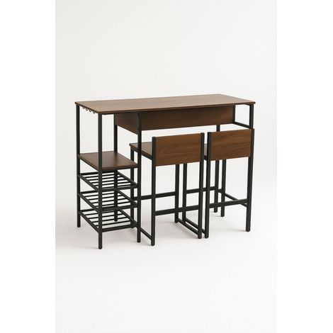 Mesas Bar - Set Bar Mesa Alta c/botellero + 2 Taburetes Carbar - Negro